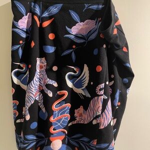 Anthropologie Black Skirt with Vibrant Animal Print